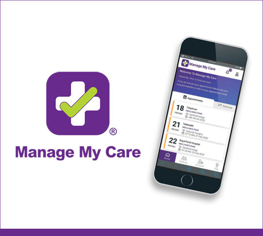 Manage My Care logo and a preview of the app on a phone