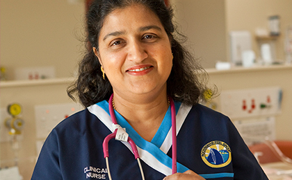 Nurse wearing a stethoscope around her neck
