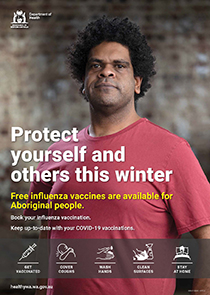 Influenza vaccination poster Aboriginal man