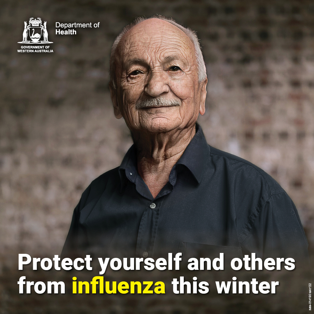 Image: Elderly man Text: Protect yourself and others from influenza this winter