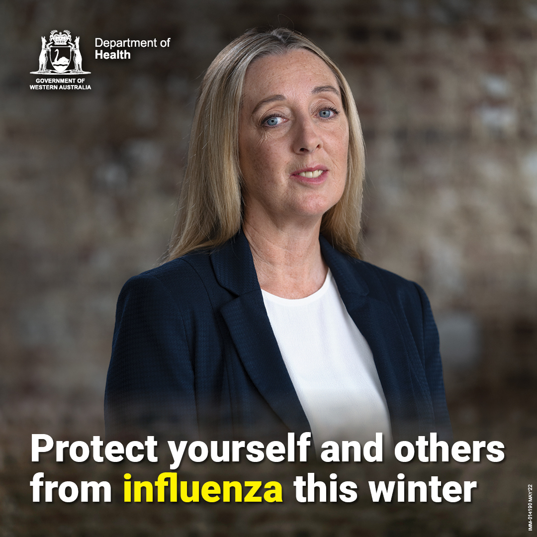 Image: Woman Text: Protect yourself and others from influenza this winter