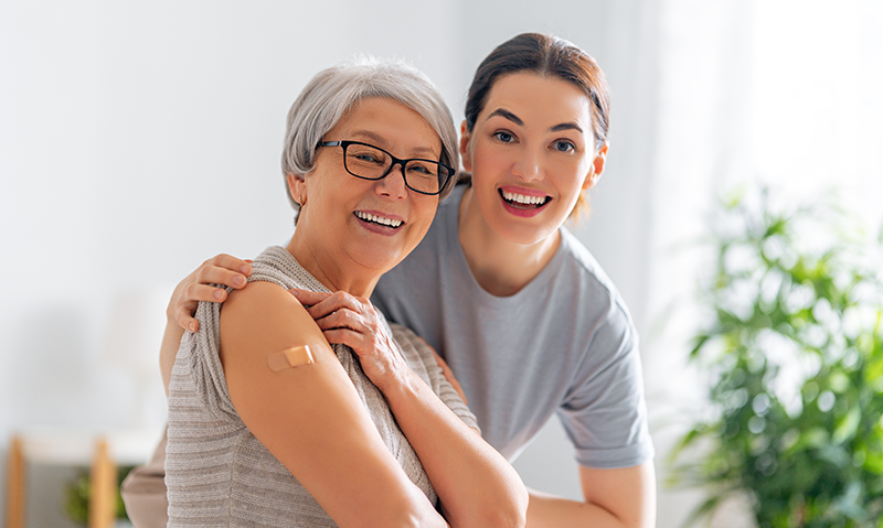 older women who rescently recieved vaccines alongside younger woman