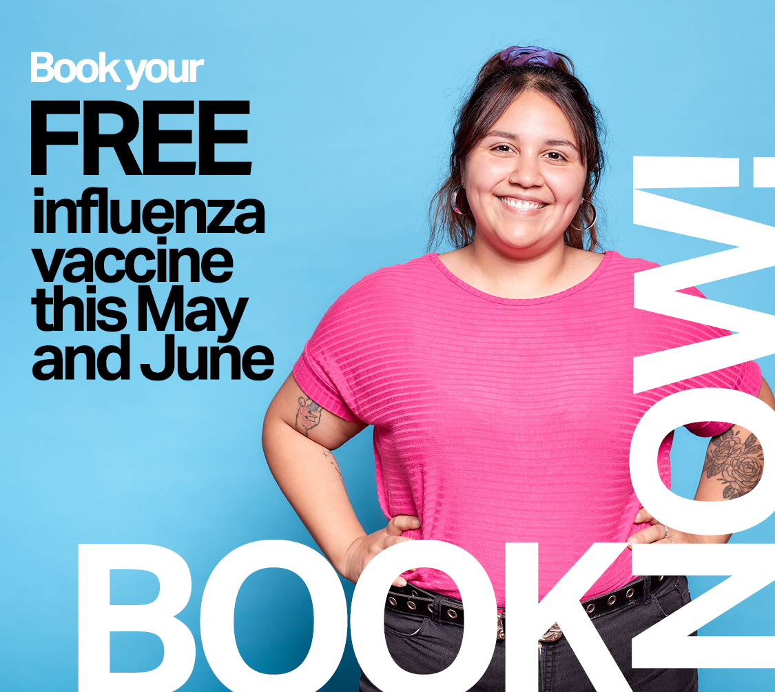 Banner: Book your free influenza vaccine this May and June.