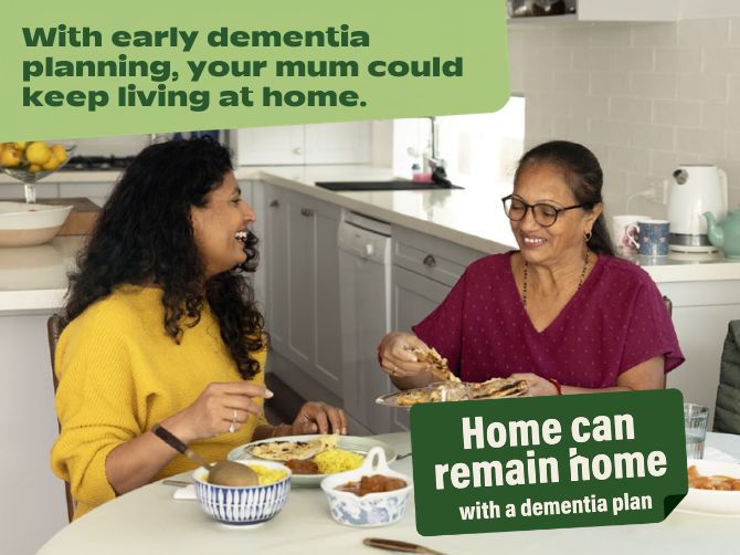 Banner: With early dementia planning, your mum could keep living at home. 