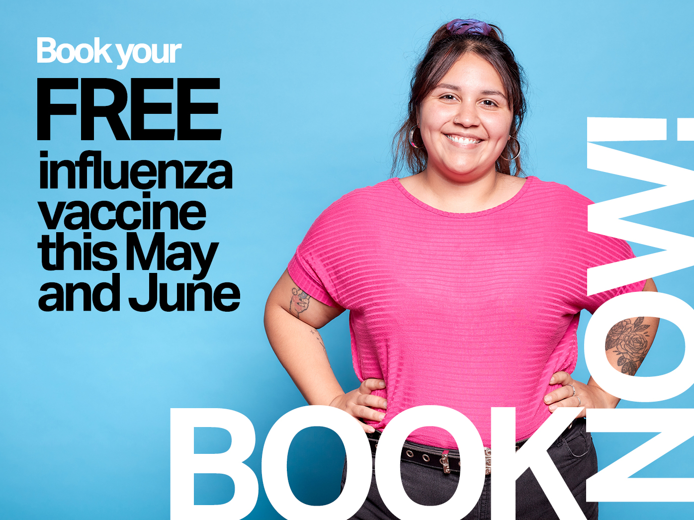 Banner: Book your free influenza vaccine this May and June. 