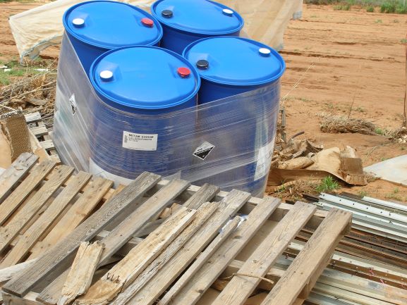 damaged chemical drums