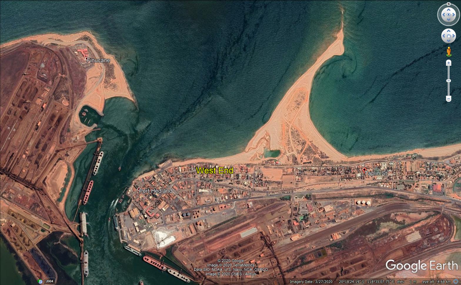 Google Earth image of the Port Hedland township west end