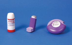 Purple, red and white combination inhalers