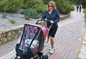 Woman pushing a pram