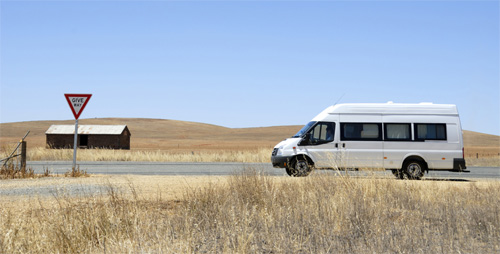 Campervan on outback road