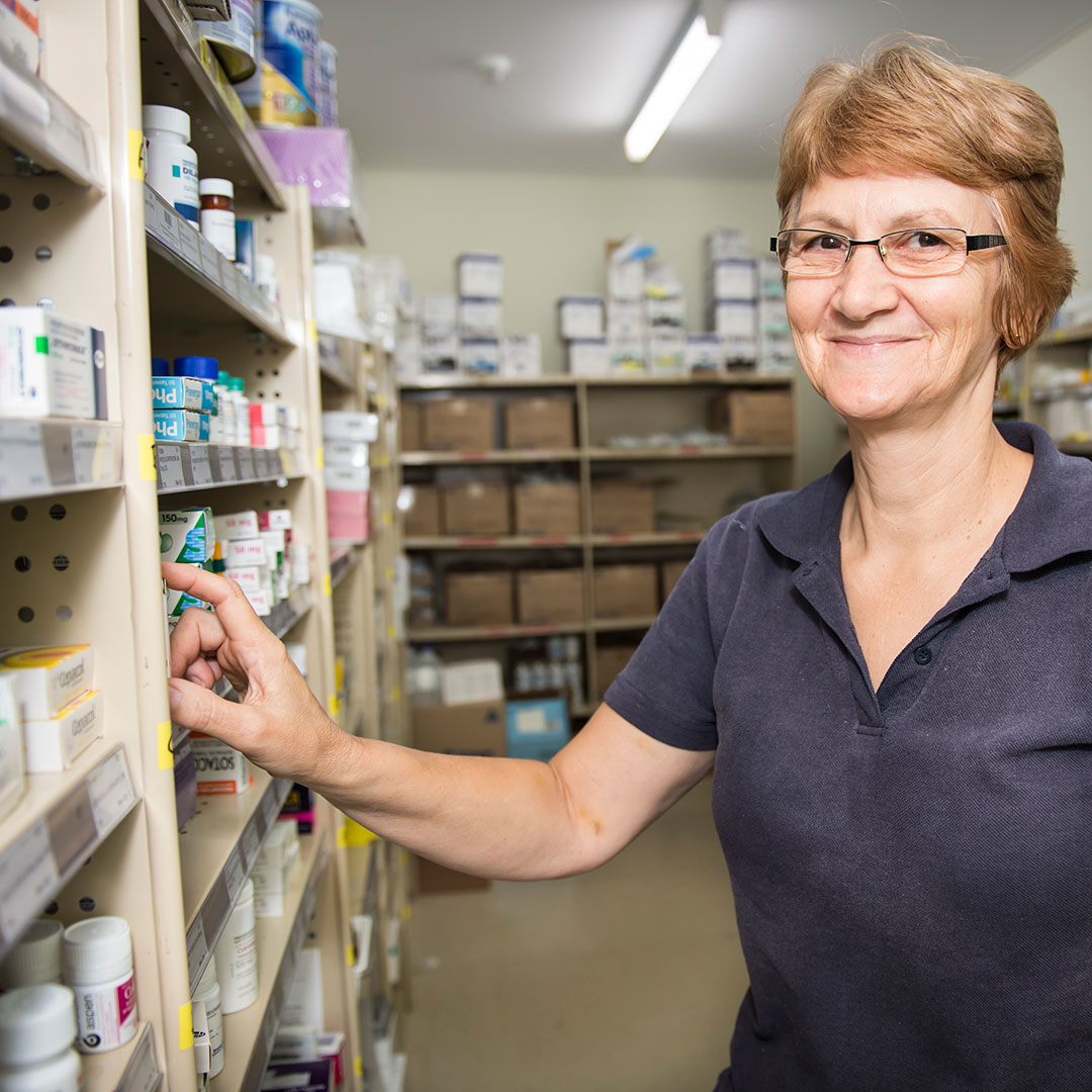 Woman in hospital pharmacy
